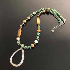 Silpada Hammered Sterling Silver Turquoise Necklace / Retired Silpada Jewelry